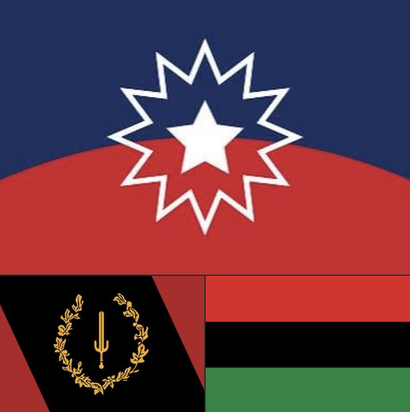 Three different Black flags
