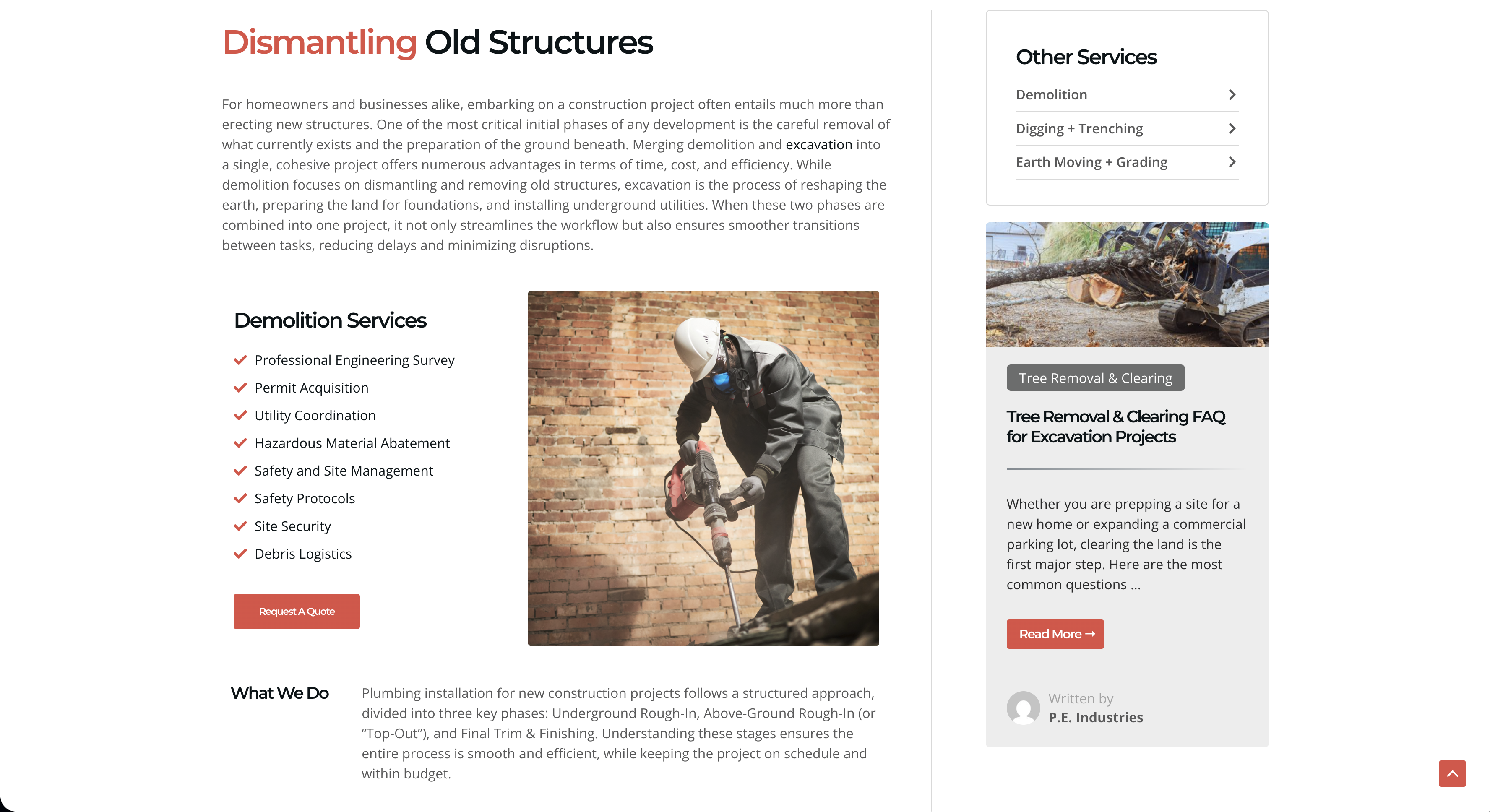 PE Industries website visual direction