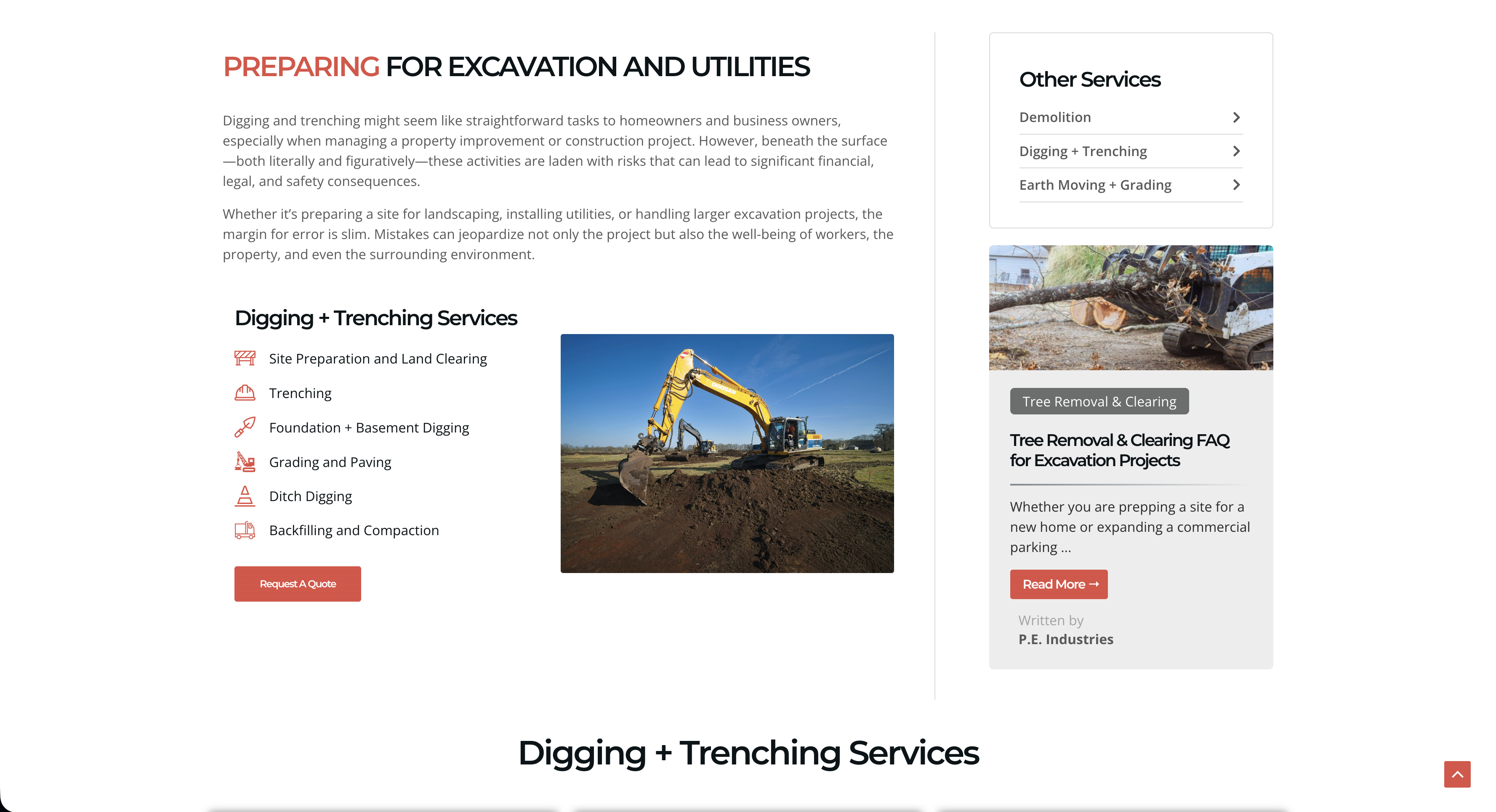 PE Industries website service information