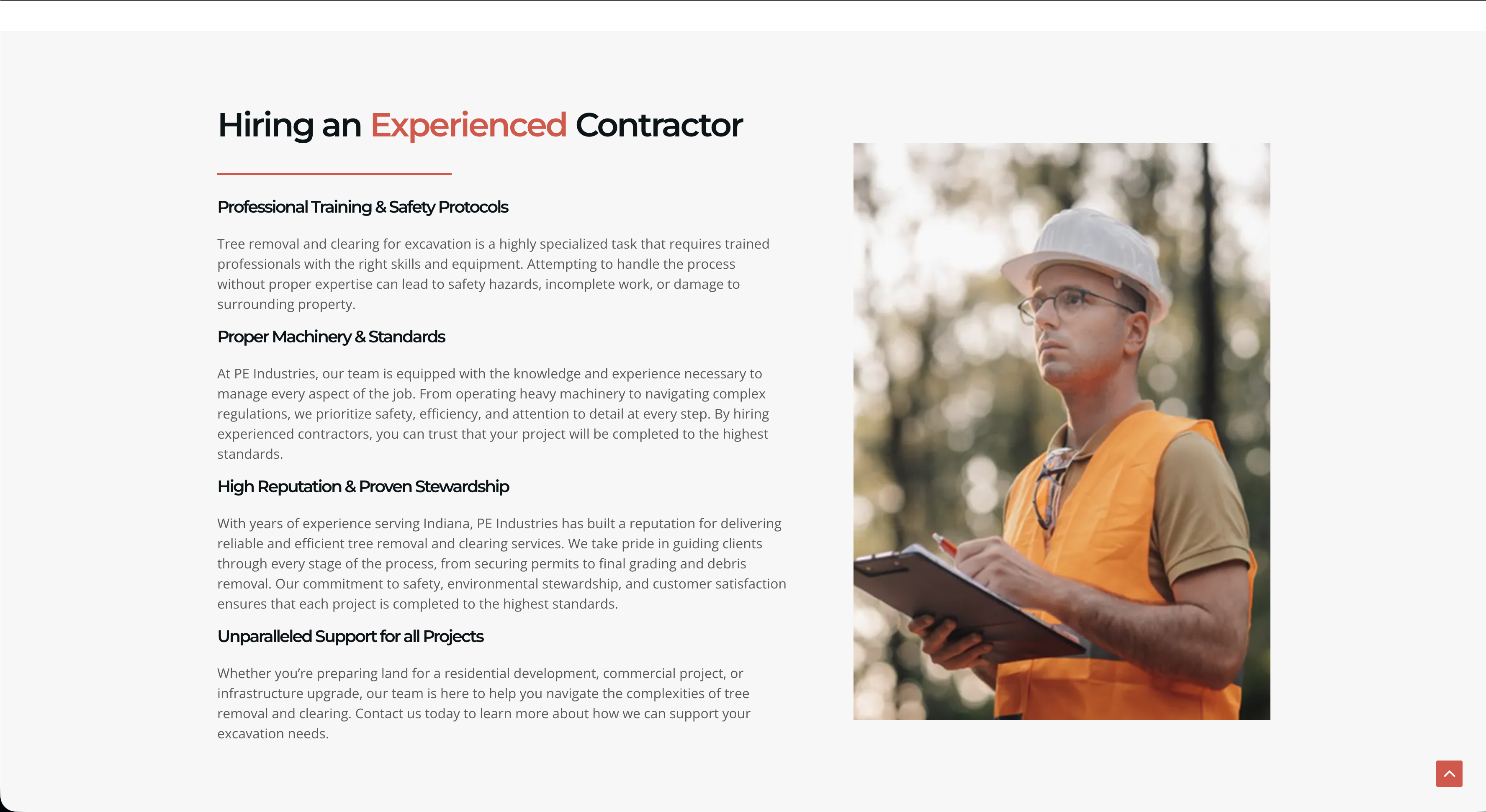 PE Industries website page design